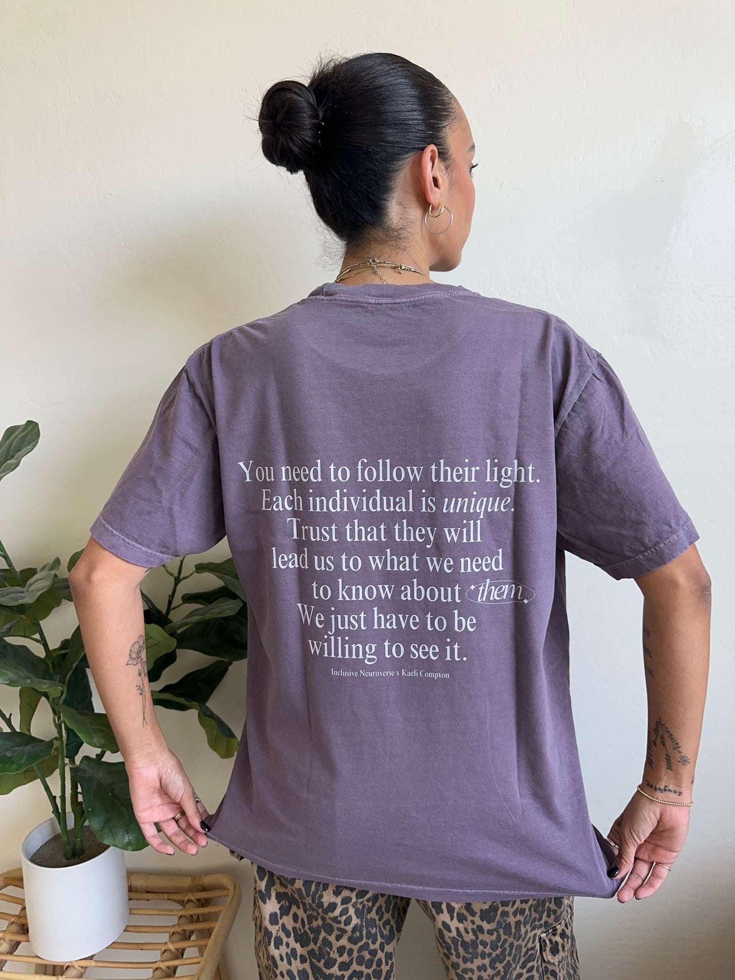 Lighthouse - Adult heavy weight t-shirt purple - Inclusive Neuroverse x Kaeli Compton