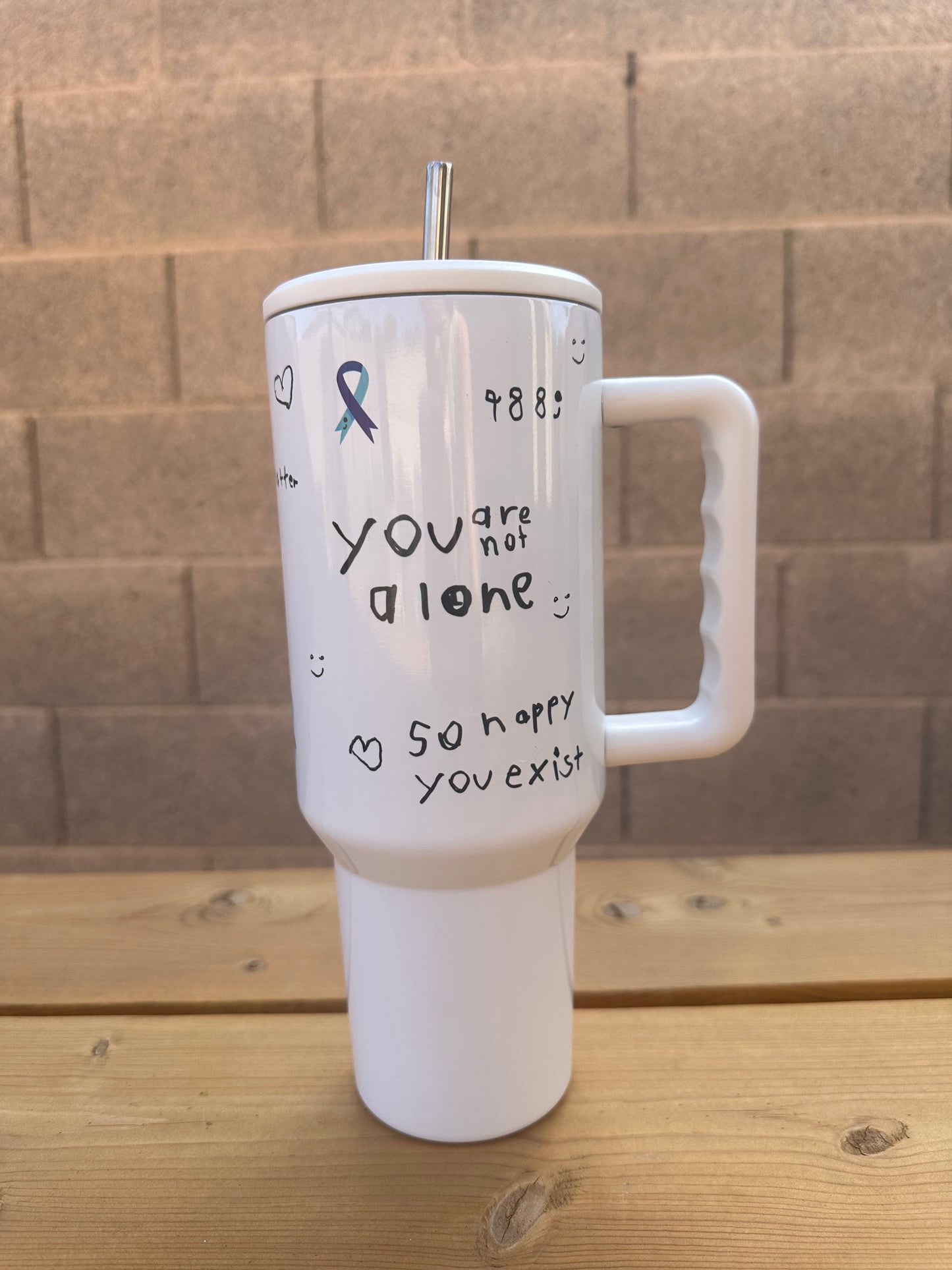 40 oz stainless steel tumbler - suicide prevention