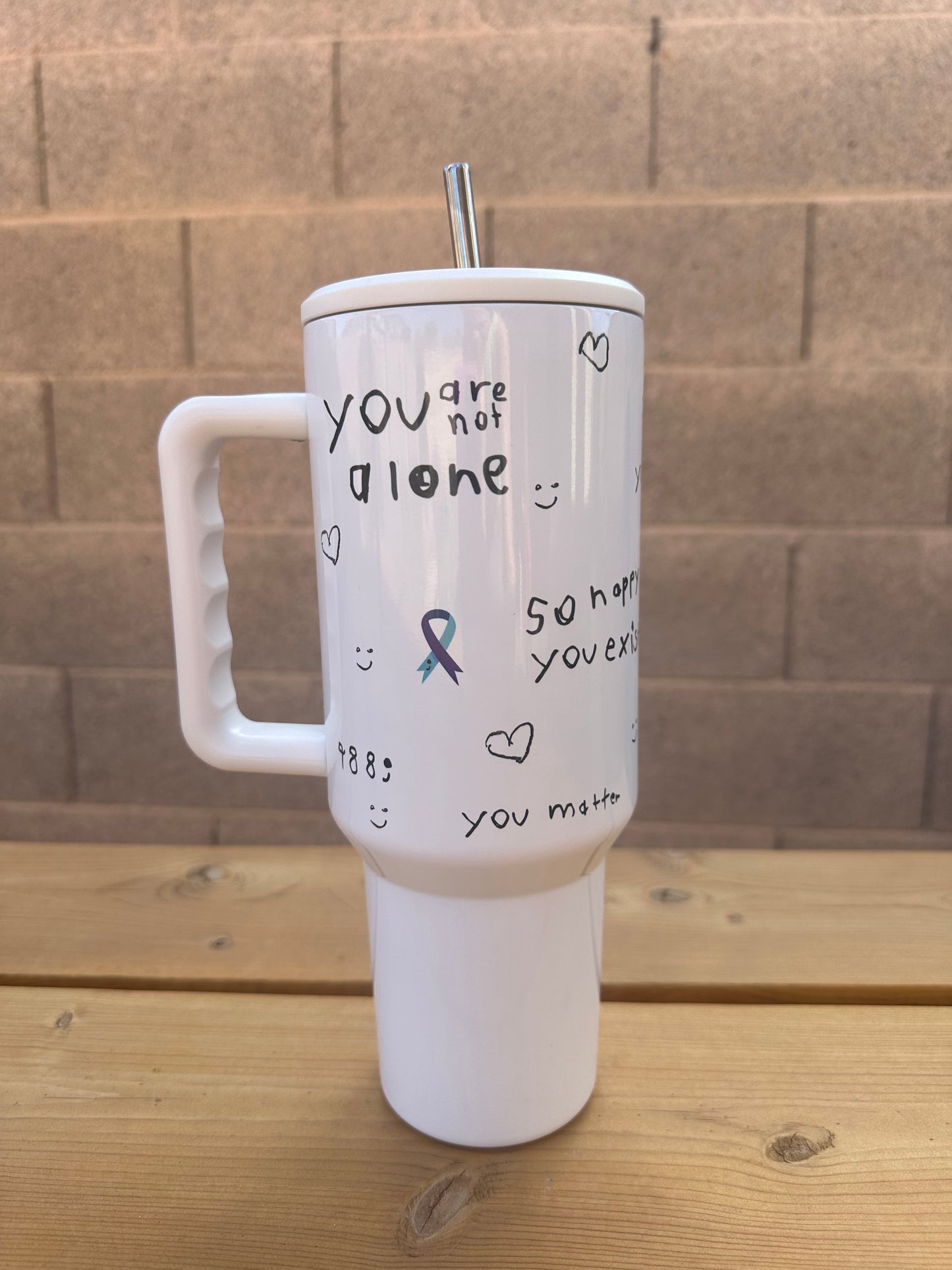 40 oz stainless steel tumbler - suicide prevention