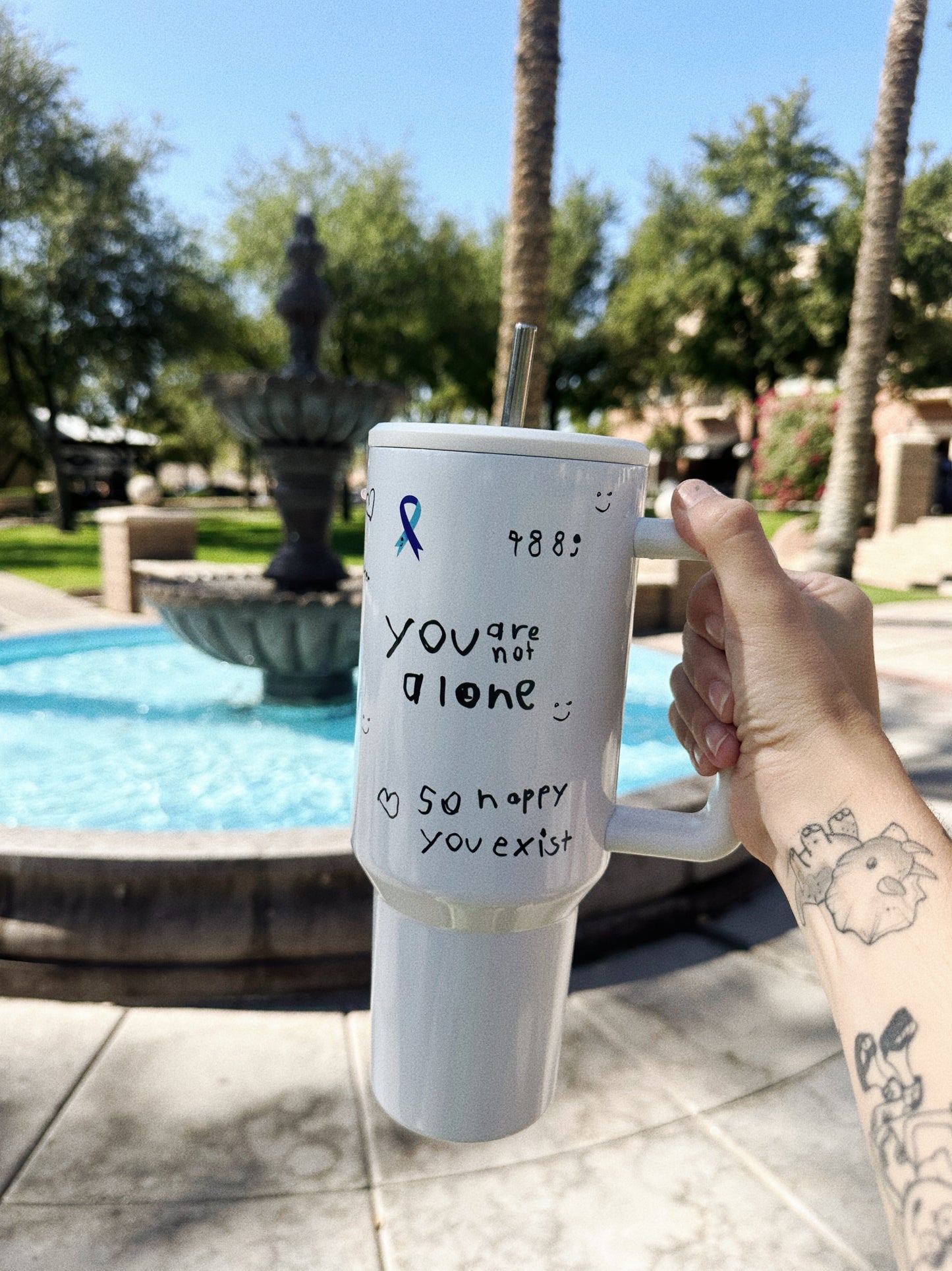 40 oz stainless steel tumbler - suicide prevention