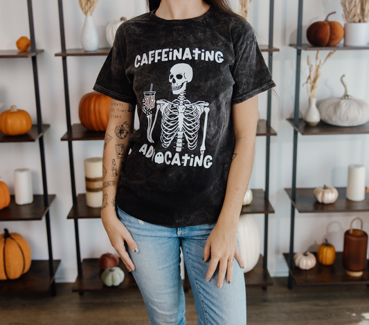 Spooky caffeinating + advocating - Adult shirt